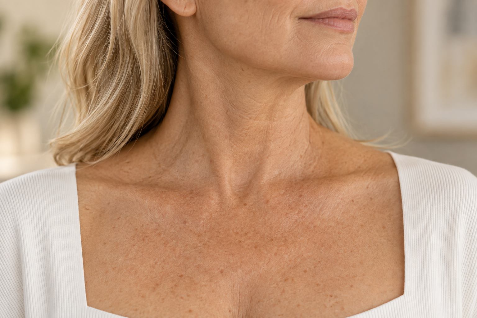 Illustration of neck and chest treatment areas