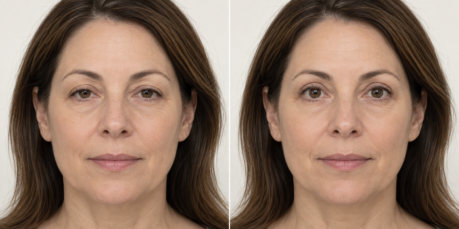 Simulated illustration of a lower upper eyelid beside a more open eye; not actual patient results