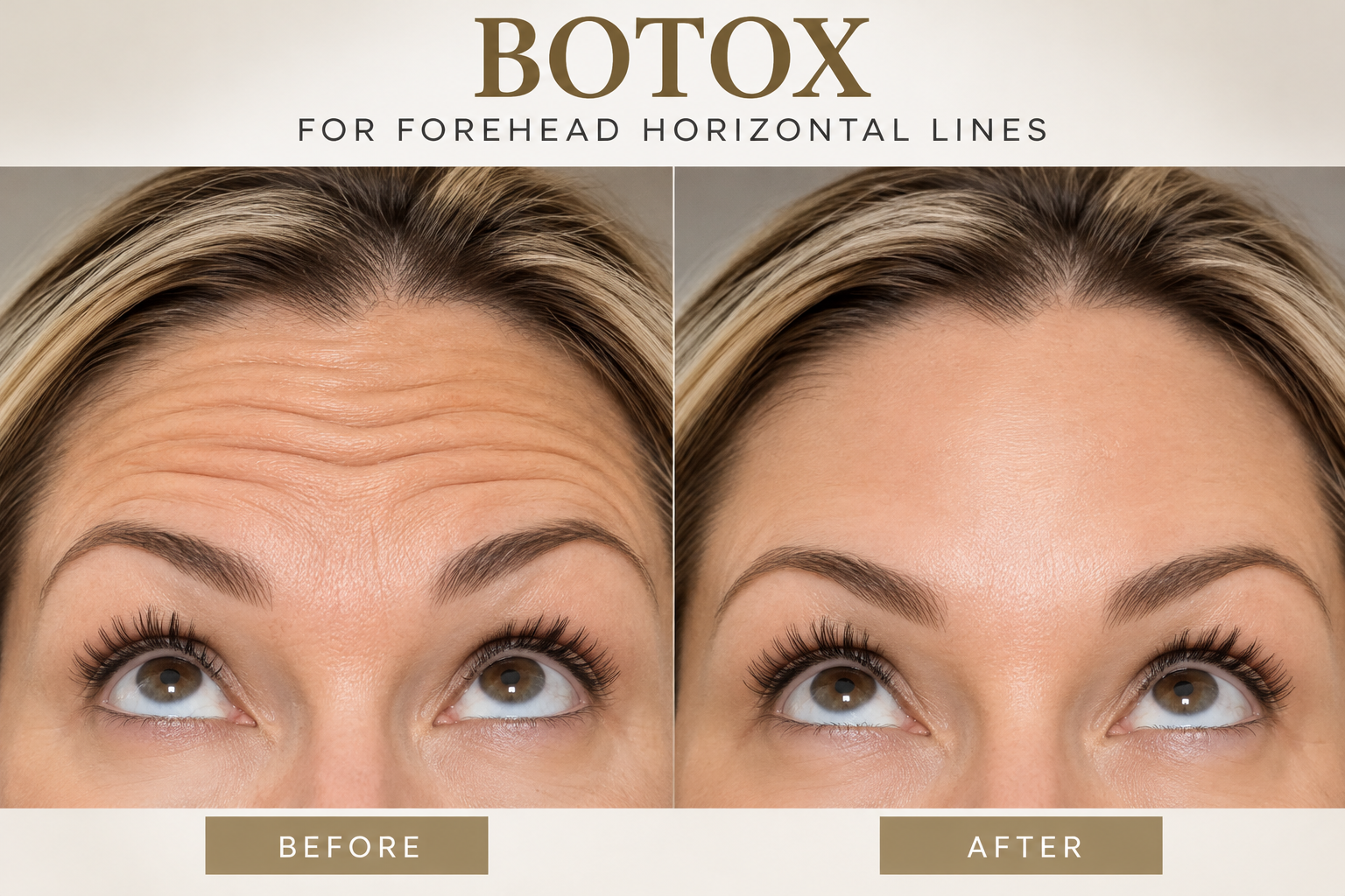 Forehead horizontal lines Botox before and after